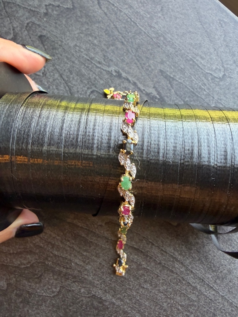 Gold 925 silver Multi-Gemstone Tennis Bracelet